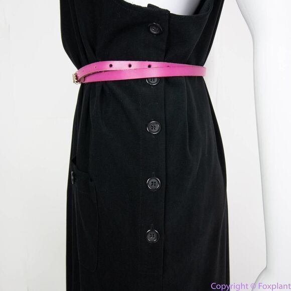 Talbots black sleeveless pockets maxi dress with button detail side slits, PL - Picture 6 of 16